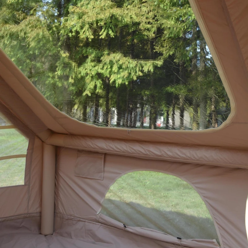 Inflatable Camping Tent with High Performance Structure, Stove Jack, 4-Season Glamping Tent for 4-6 Persons, 118" L x 82.5" W x 79" H, Beige