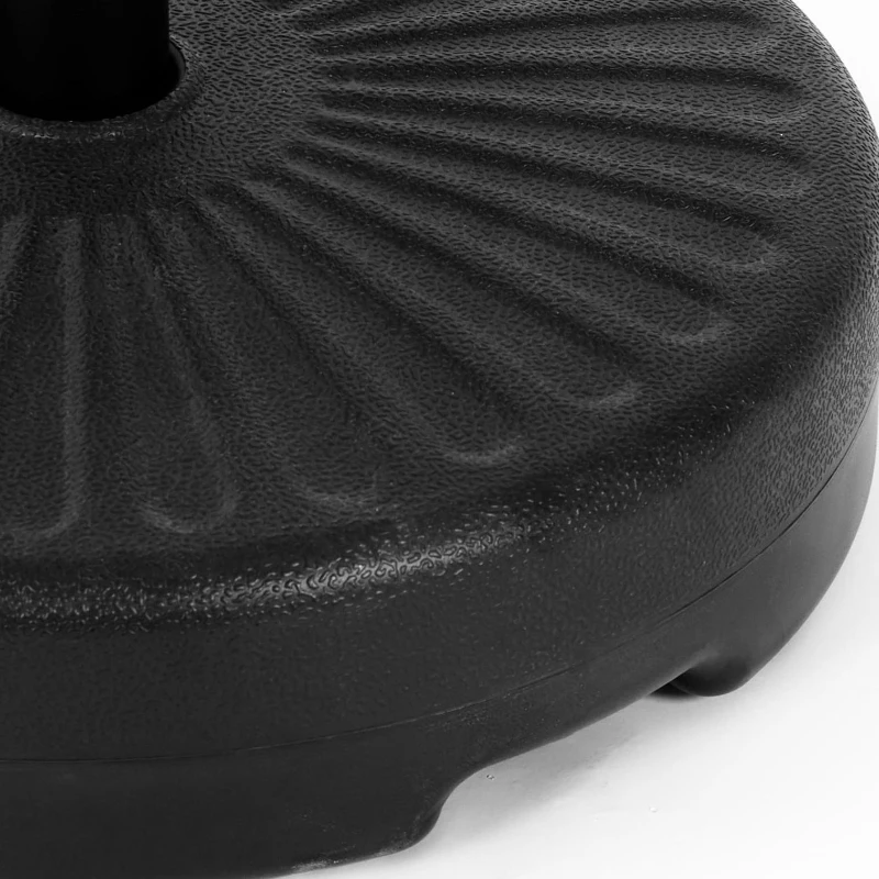 Round Umbrella Base with High-Density Polyethylene Plastic, Fits Various Umbrellas with Adjustable Knobs, 19.5" L x 19.5" W x 12" H, Black