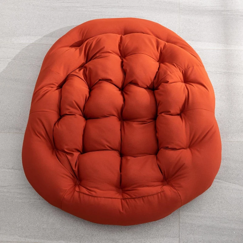 Outdoor Rattan Rocking Chair with Padded Cushion, Hand-Woven Recliner, Ergonomic Design, Steel Frame, 44" L x 37" W x 31.5" H, Orange