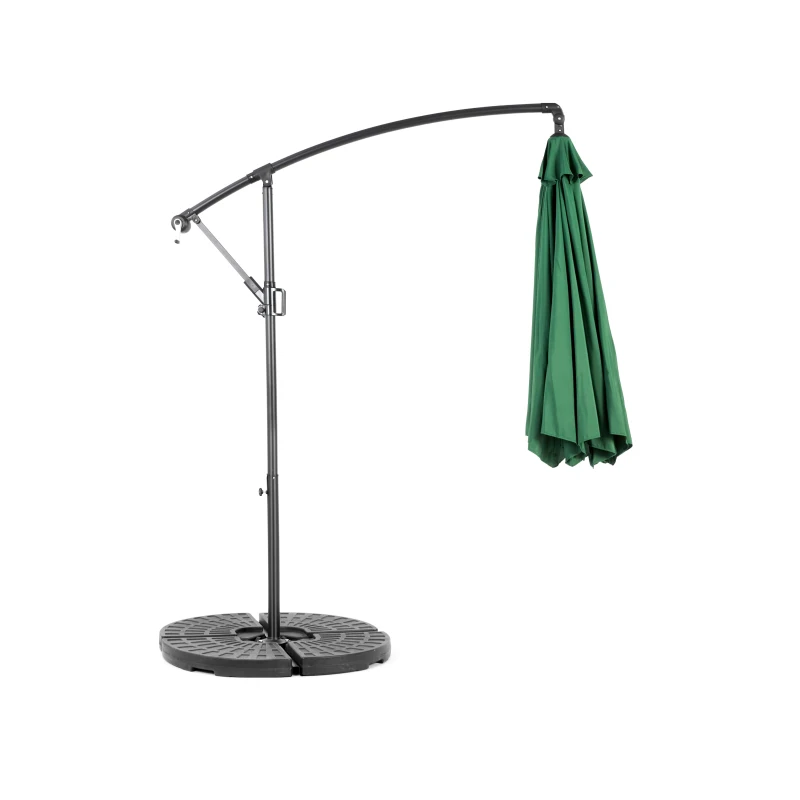 10ft Offset Hanging Market Patio Umbrella with Easy Tilt Adjustment, Polyester Shade, 8 Steel Ribs, 116" L x 116" W x 98.5" H, Dark Green
