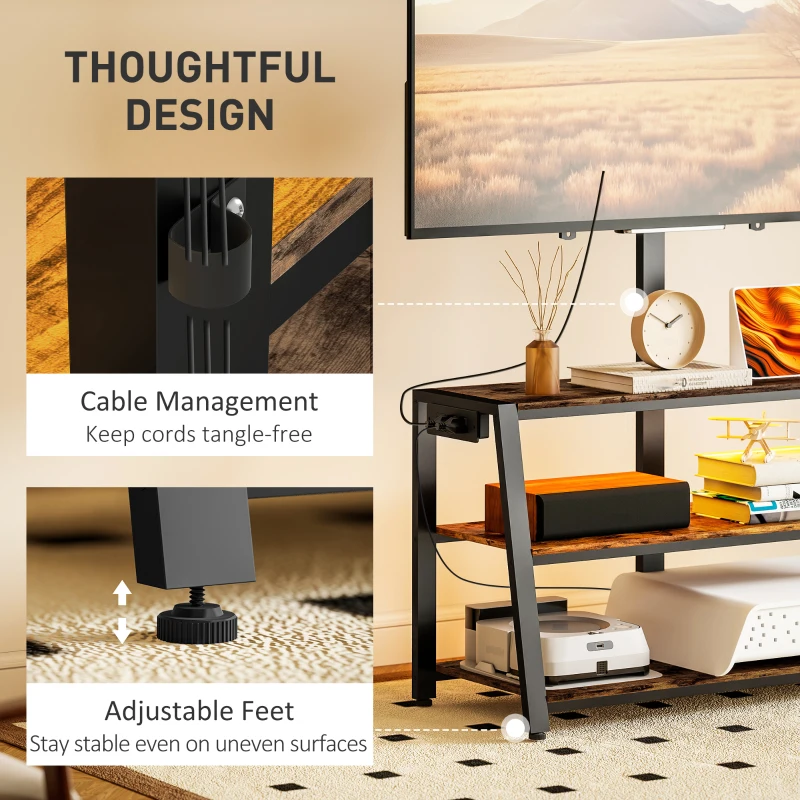 HOMCOM TV Stand with Mount and Power Outlet, Swivel TV Stand Mount with LED Lights for 32-70 Inch TVs for Living Room, Bedroom