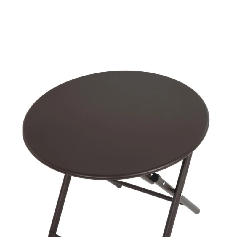 3-Piece Patio Set with 2 Chairs and 1 Table, Outdoor Dining Set with Breathable Textilene Fabric Chairs, Folding Steel Table, Brown