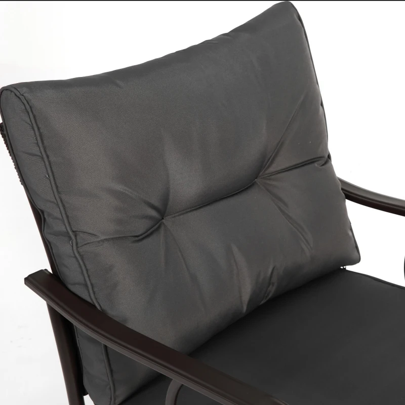 3-Piece Outdoor Wicker Furniture with Modern Chairs, Coffee Table, Steel Frame, Weather-Resistant Patio Set with PE Wicker, Brown+Gray