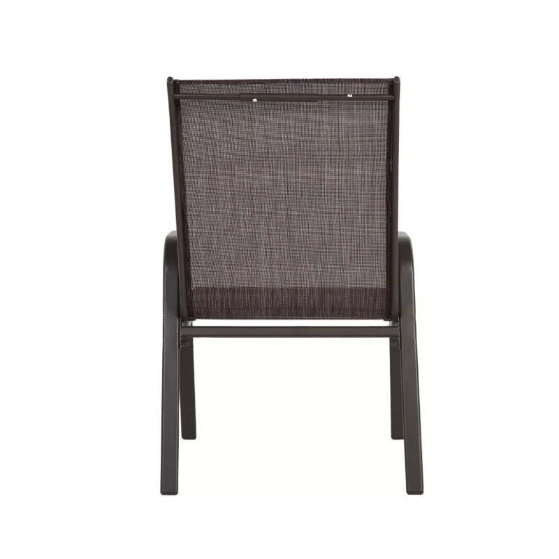 2-Piece Patio Chairs with Breathable Textilene Fabric, High Backrest and Armrest, Space-Saving Camping Chairs, 24.5" L x 24.5" W x 38" H, Brown