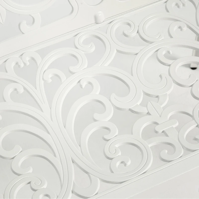 Waterproof and Rust-Proof Patio Garden Bench with Floral Rose Design, Cast Aluminum Outdoor Park Bench, 34.5" L x 22.5" W x 34.5" H, White