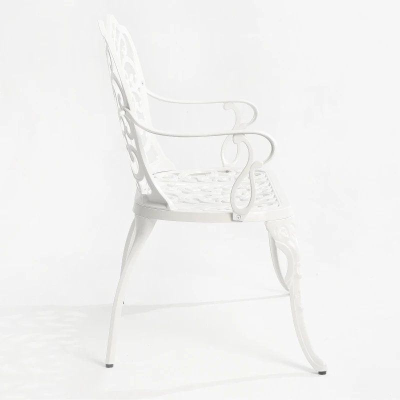 Waterproof and Rust-Proof Patio Garden Bench with Floral Rose Design, Cast Aluminum Outdoor Park Bench, 34.5" L x 22.5" W x 34.5" H, White