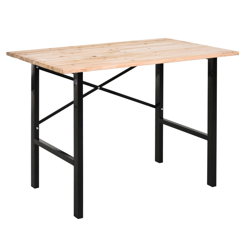 HOMCOM Fir Wood Work Table X-Shape Bracket High Stability