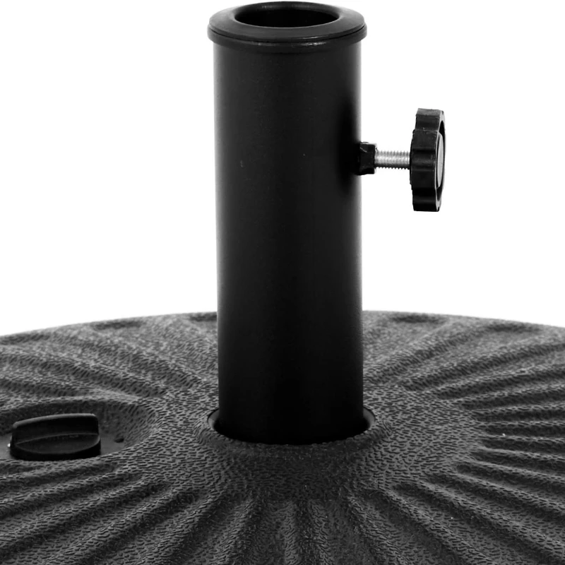 Round Umbrella Base with High-Density Polyethylene Plastic, Fits Various Umbrellas with Adjustable Knobs, 19.5" L x 19.5" W x 12" H, Black
