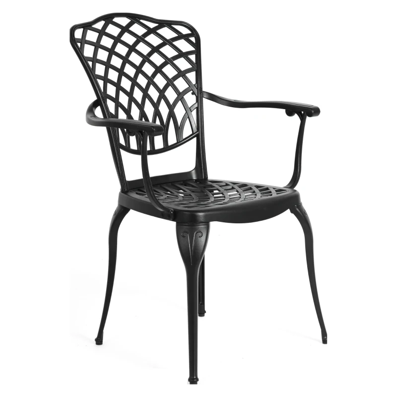 3-Piece Patio Bistro Set with Umbrella Hole, Environmental Protection Coating, All-Weather Cast Aluminum Table and Chairs for Garden, Black