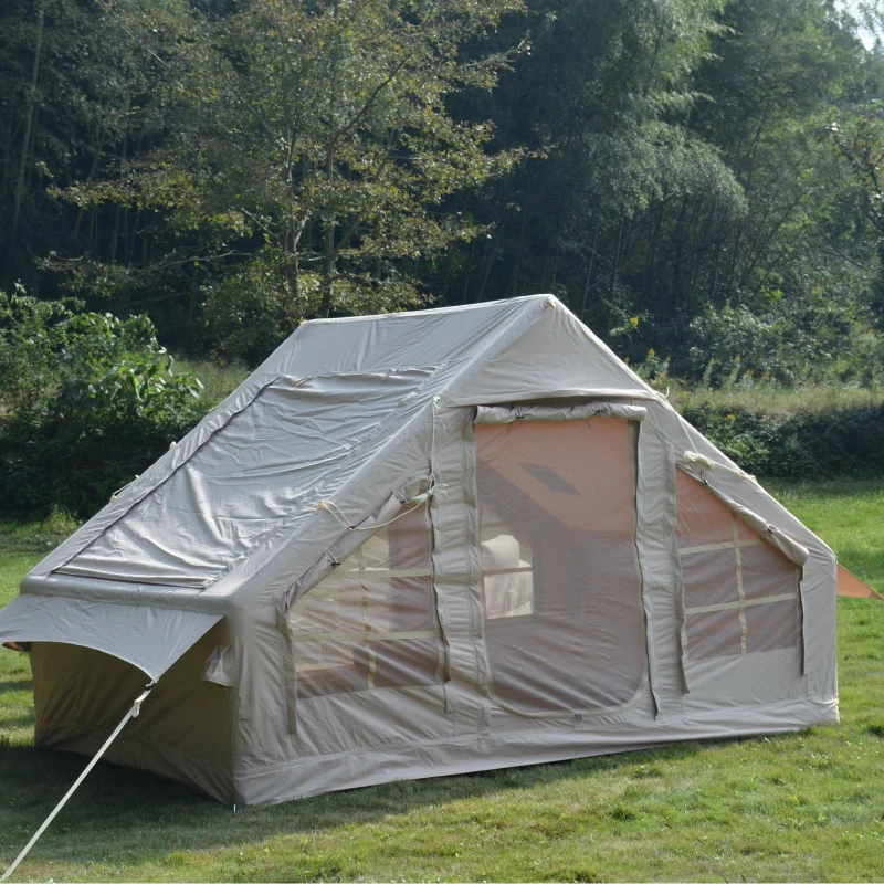 Inflatable Camping Tent with High Performance Structure, Stove Jack, 4-Season Glamping Tent for 4-6 Persons, 118" L x 82.5" W x 79" H, Beige