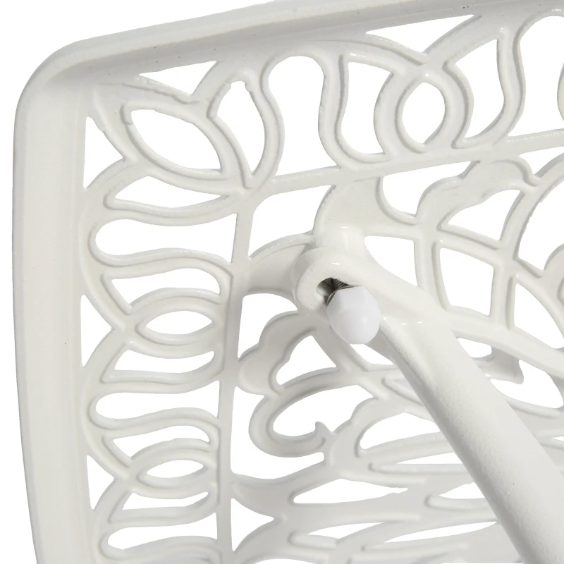 3-Piece Bistro Set with 2 Chairs and 1 Round Table, Adjustable Foot Caps, Classical Design, Rustproof Cast Aluminum Patio Furniture, White