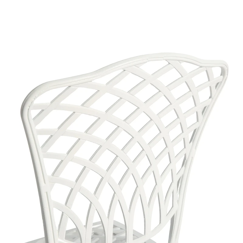 3-Piece Bistro Set with 2 Chairs and 1 Round Table, Adjustable Foot Caps, Classical Design, Rustproof Cast Aluminum Patio Furniture, White