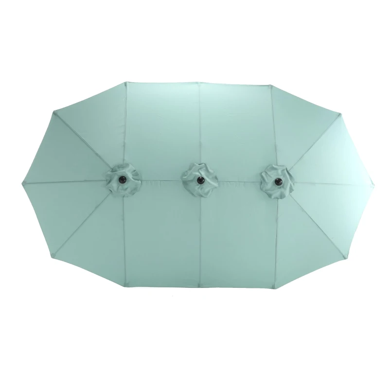 14.8 Ft Double Sided Outdoor Umbrella with Crank and Steel Frame, Large Rectangular Patio Shade, Perfect for Backyard and Poolside, 178.5" L x 105'' W x 100.5" H, Light Green