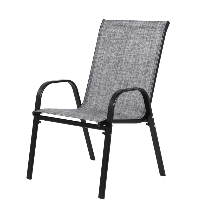 4-Piece Patio Chairs Set with Textilene Fabric, Armrest and High Backrest, Camping Chairs for Garden, Beach, Yard, 24.5" L x 24.5" W x 38" H, Gray