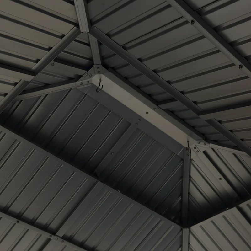 Fir Wood Carport Pavilion Gazebo with Double Roof, Netting for Patio, Wooden Coated Steel Frame Canopy, 142" L x 116" W x 116" H, Light Brown