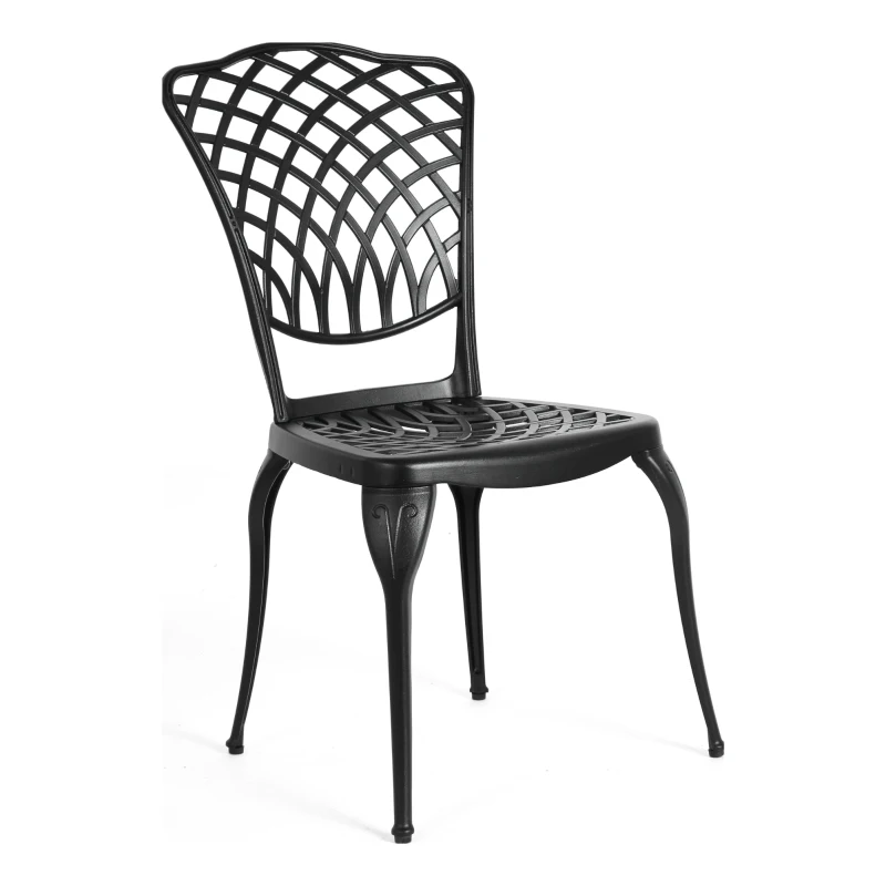 3-Piece Rustproof Cast Aluminum Bistro Set with 2 Chairs and 1 Round Table, Foot Caps, Weather Resistant Outdoor Patio Furniture, Black