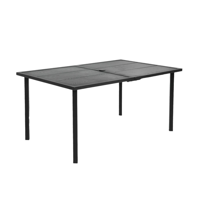 7-Piece Patio Dining Set with Swivel Rocker Chairs, Cushioned Seats, Steel Table Top with Umbrella Hole, Outdoor Wicker Furniture, Brown+Gray