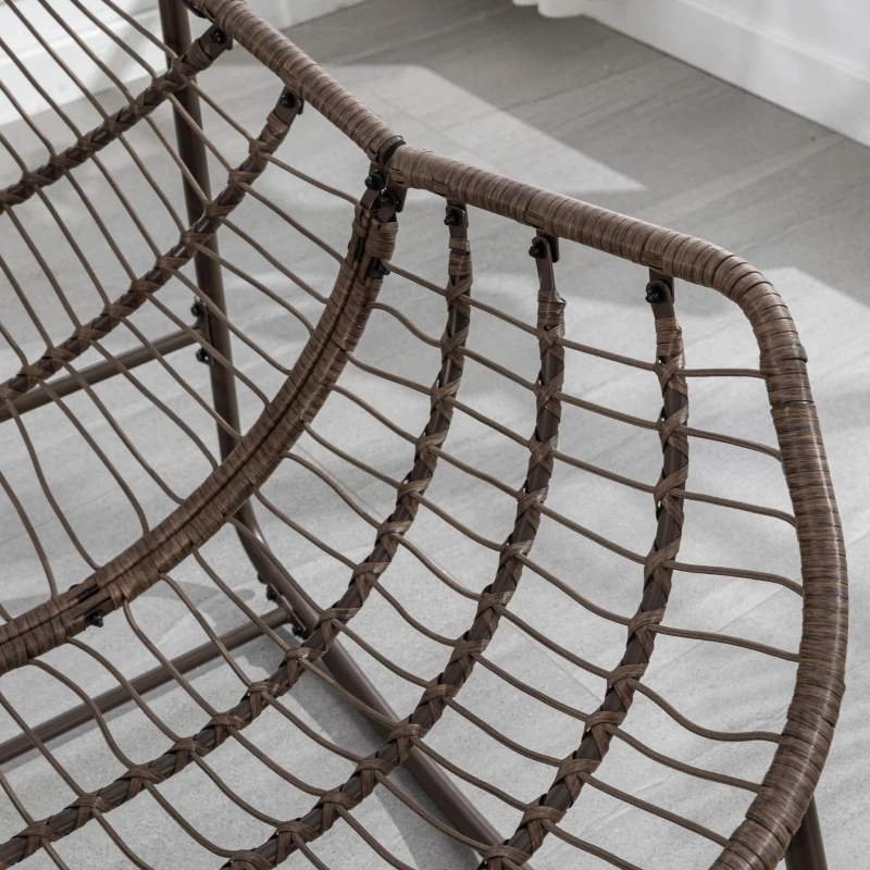 Outdoor Rattan Rocking Chair with Padded Cushion, Hand-Woven Recliner, Ergonomic Design, Steel Frame, 44" L x 37" W x 31.5" H, Gray