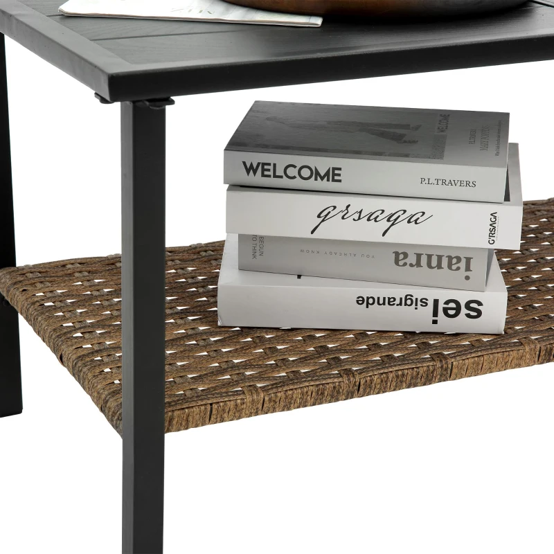 4-Piece Patio Sectional Sofa Set with Cushions and Steel Table, Outdoor Rattan Wicker Conversation Set , 47.5" L x 29.5" W x 31.5" H, Gray