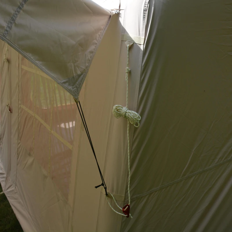 Inflatable Camping Tent with Canopy, Hand Pump, Waterproof and Windproof Air Glamping Tent for 7-8 People, 157.5" L x 118" W x 94.5" H, Beige