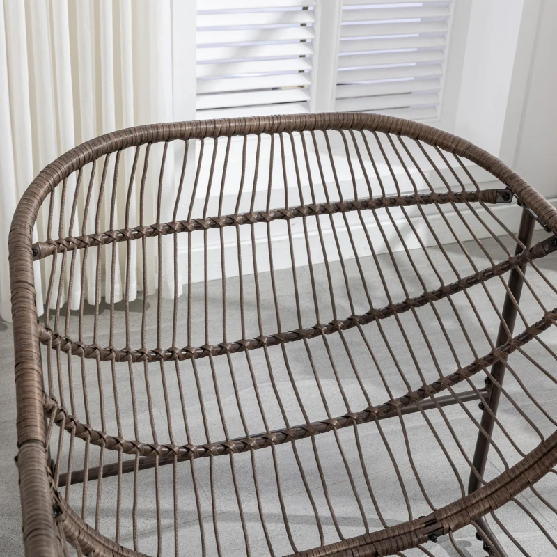 Outdoor Rattan Rocking Chair with Padded Cushion, Hand-Woven Recliner, Ergonomic Design, Steel Frame, 44" L x 37" W x 31.5" H, Orange