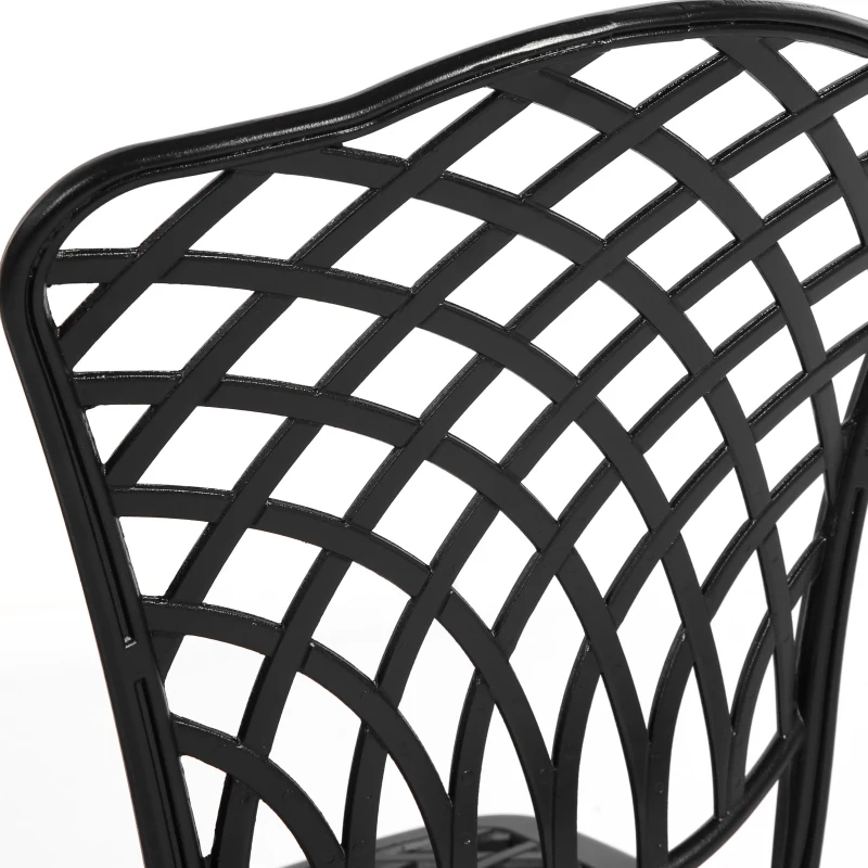 3-Piece Bistro Set with 2 Chairs and 1 Round Table, Seat Cushions, Rustproof Cast Aluminum Patio Furniture for Garden, Patio, Balcony, Black