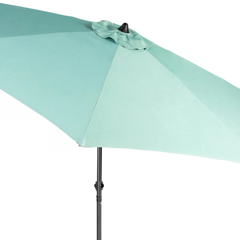 9ft Outdoor Patio Umbrella with Push Button Tilt and Crank, Market Umbrella with 6 Sturdy Steel Ribs, 104" L x 104" W x 98.5" H, Light Green