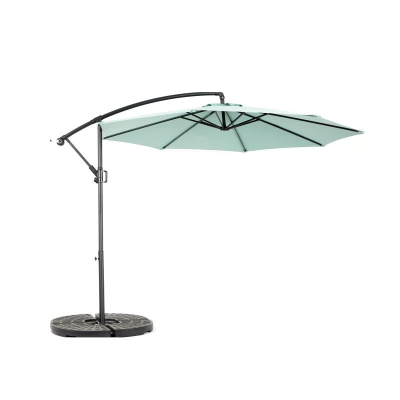 10ft Offset Hanging Market Patio Umbrella with Easy Tilt Adjustment, Polyester Shade, 8 Steel Ribs, 116" L x 116" W x 98.5" H, Light Green