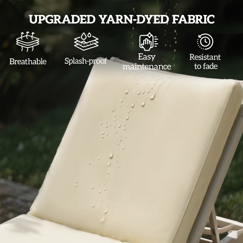 Outsunny 2-Piece Patio Chair Cushions with Backrests, Replacement Cushions for Outdoor Lounge Chair, Beige