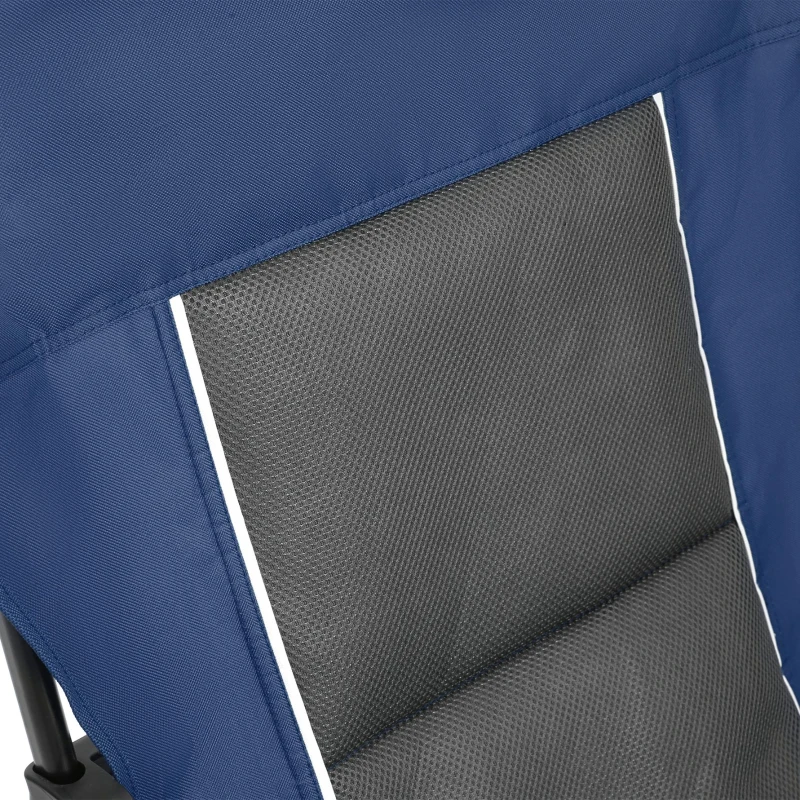 High Back Heavy Duty Lawn Chair with Cup Holder, Portable Collapsible Chair, Supports 250 lbs, Steel Frame, 22.5" L x 25.5" W x 41" H, Navy Blue