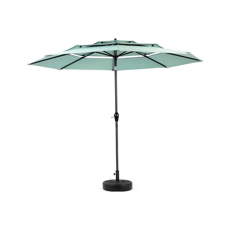10ft 3-Tier Auto-Tilt Patio Umbrella with 8 Steel Ribs, Crank System, Aluminum Outdoor Market Umbrella, 116" L x 116" W x 98.5" H, Light Green