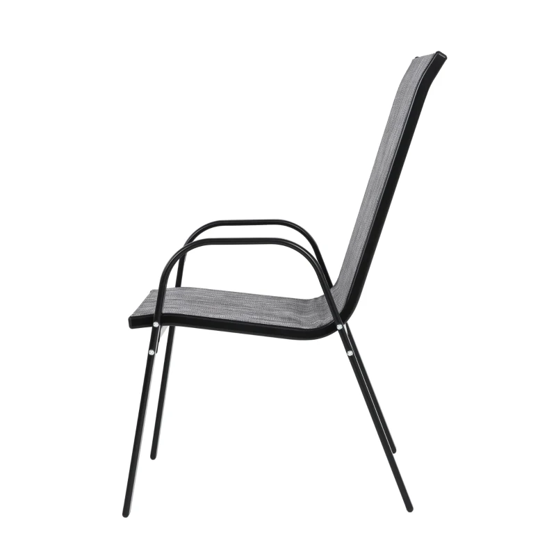 4-Piece Patio Chairs Set with Textilene Fabric, Armrest and High Backrest, Camping Chairs for Garden, Beach, Yard, 24.5" L x 24.5" W x 38" H, Gray