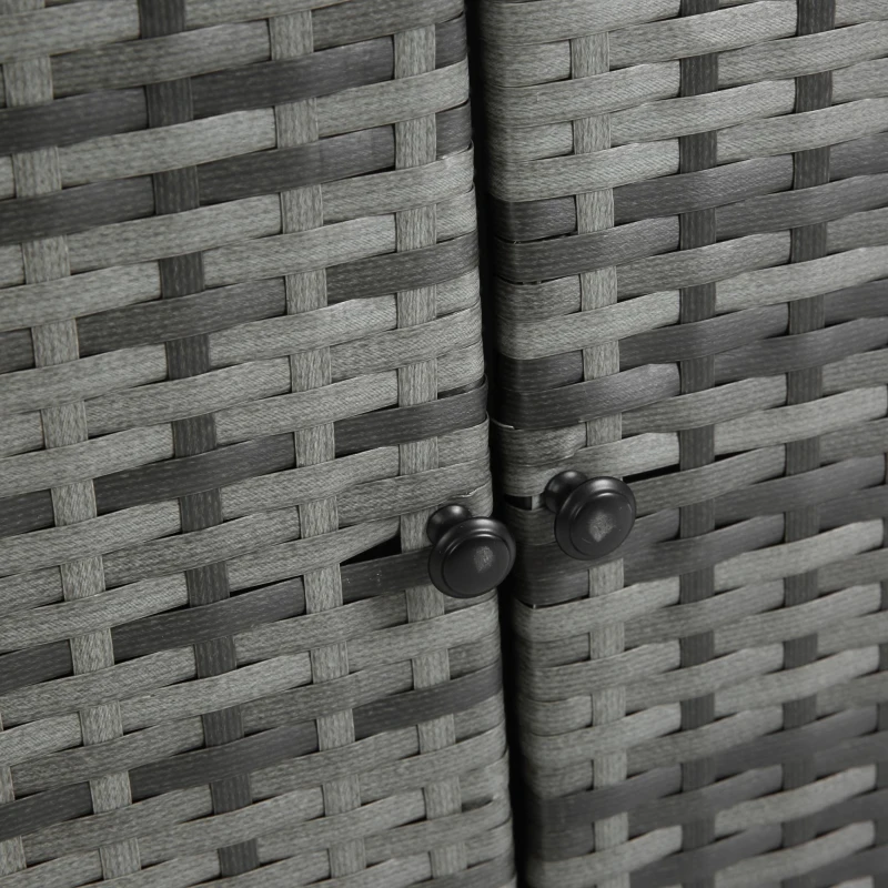 Outdoor Wicker Bar Cart with Wheels, Patio Wine Serving Cart, Rolling Rattan Beverage Bar Counter Table with Glass Top, 51" L x 20" W x 35" H, Aqua Gray