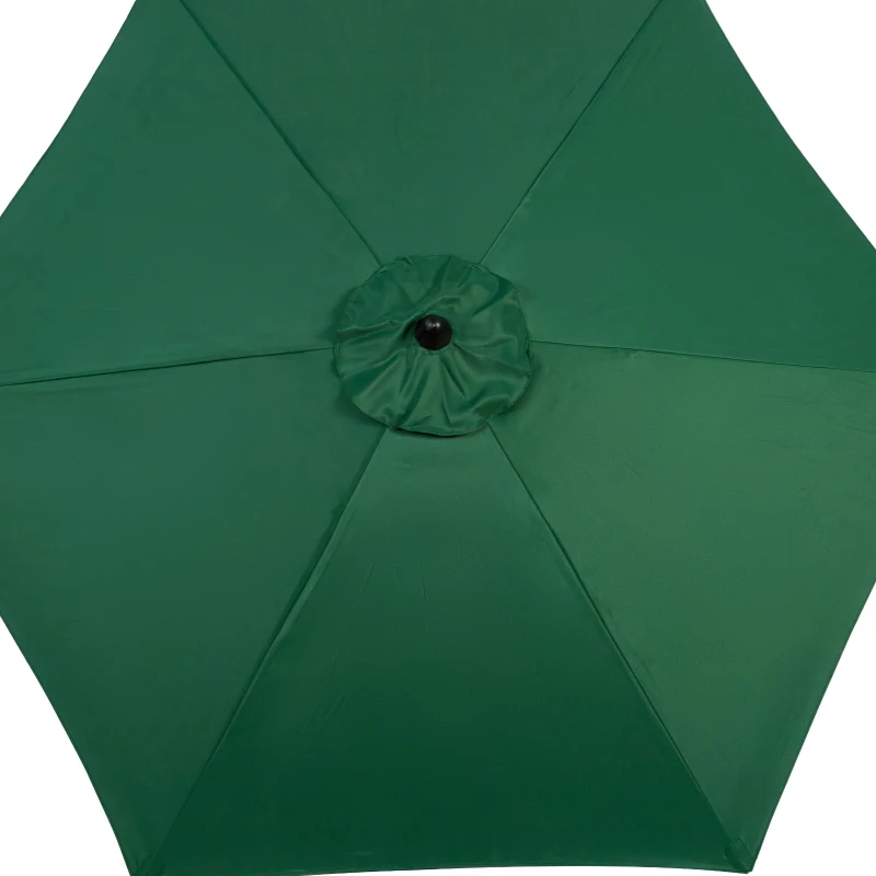 9ft Outdoor Patio Umbrella with Push Button Tilt and Crank, 6 Sturdy Steel Ribs, Base Not Included, 104" L x 104" W x 98.5" H, Dark Green
