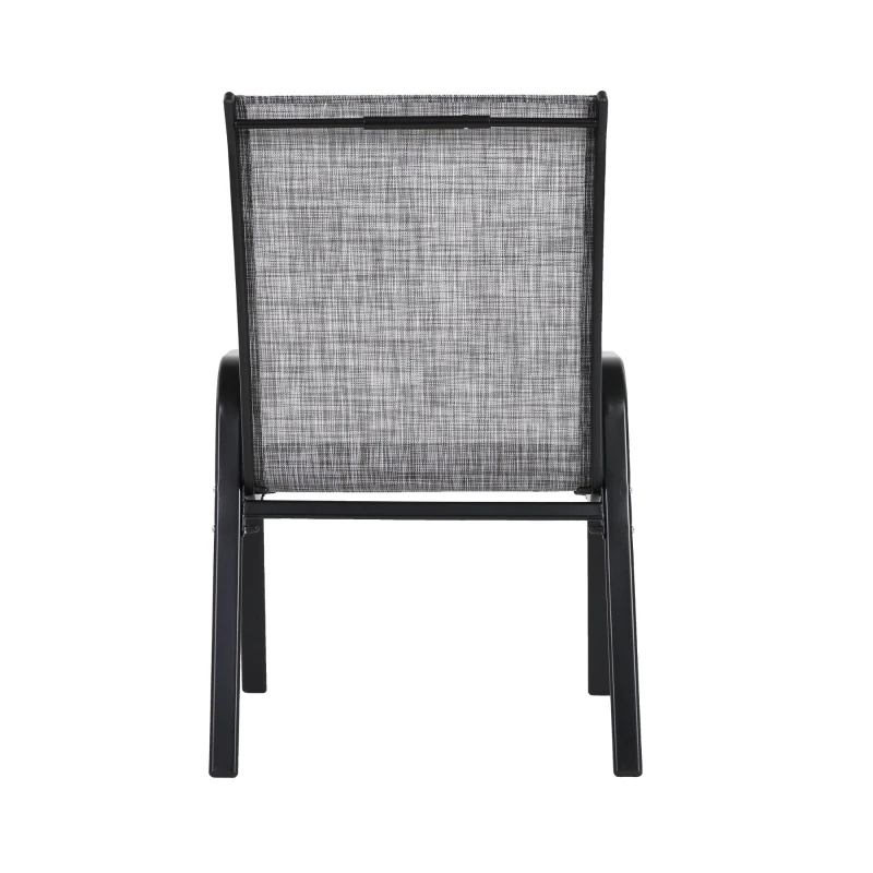 4-Piece Patio Chairs Set with Textilene Fabric, Armrest and High Backrest, Camping Chairs for Garden, Beach, Yard, 24.5" L x 24.5" W x 38" H, Gray