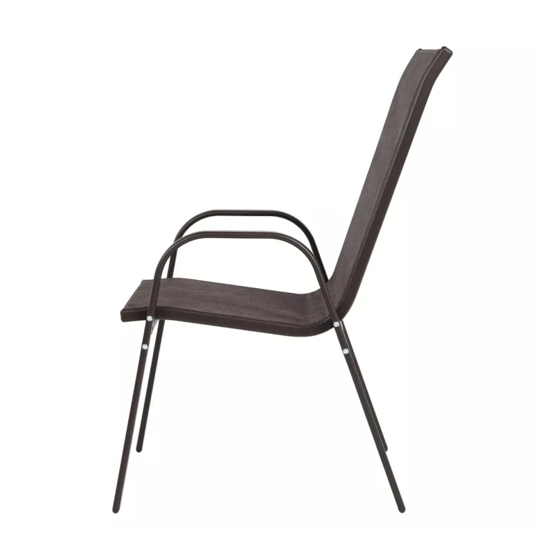 2-Piece Patio Chairs with Breathable Textilene Fabric, High Backrest and Armrest, Space-Saving Camping Chairs, 24.5" L x 24.5" W x 38" H, Brown