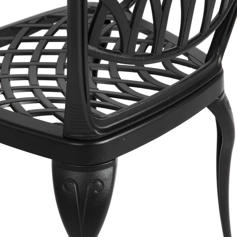 3-Piece Patio Bistro Set with Umbrella Hole, Environmental Protection Coating, All-Weather Cast Aluminum Table and Chairs for Garden, Black