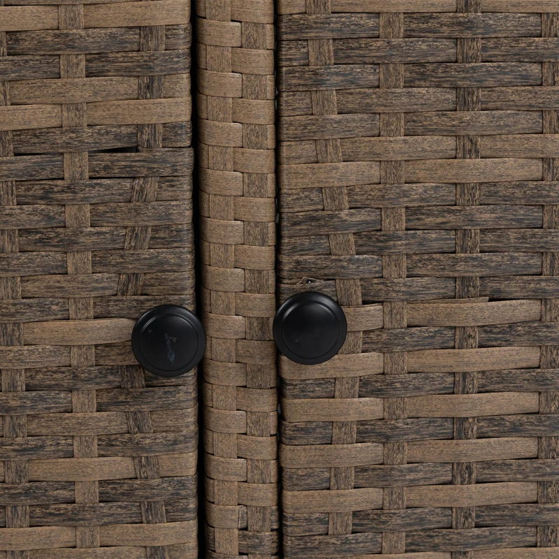 Outdoor Wicker Bar Cart with Wheels, Patio Wine Serving Cart with Glass Top and Storage Cabinet, 51" L x 20" W x 35.5" H, Light Brown