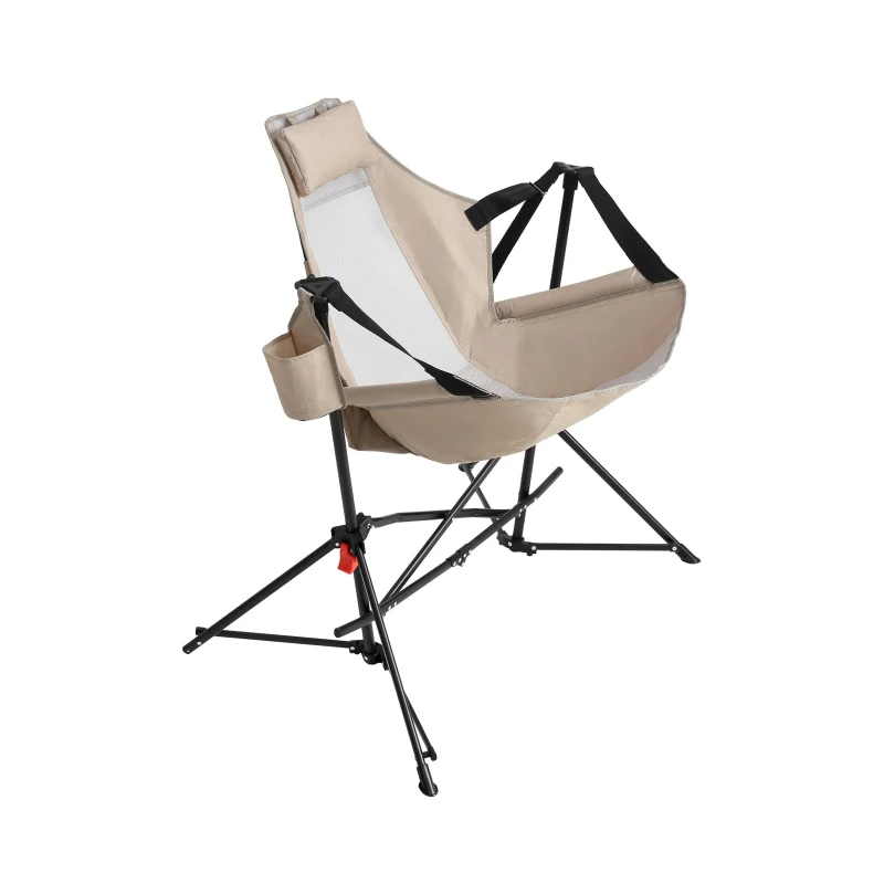 2-Pack Hammock Camping Chair with Adjustable Back and Pillow, Folding Rocking Chair with Cup Holder, Carry Bag, 38" L x 35" W x 42" H, Khaki