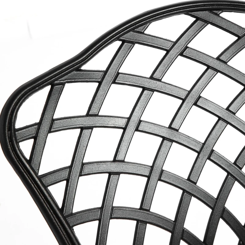 3-Piece Rustproof Cast Aluminum Bistro Set with 2 Chairs and 1 Round Table, Foot Caps, Weather Resistant Outdoor Patio Furniture, Black