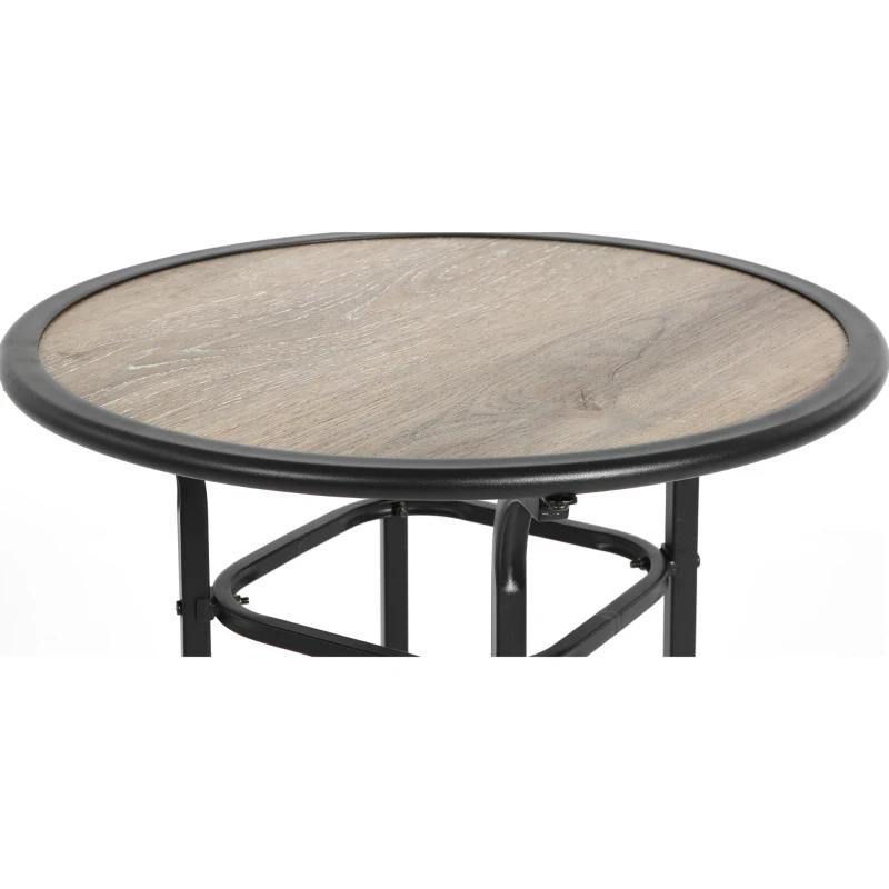 3-Piece Outdoor Bar Set with Ecoating Technology, Innovative Sling Fabric, Patio Bar Table and Swivel Chairs with DPC Wood-Like Top, Gray