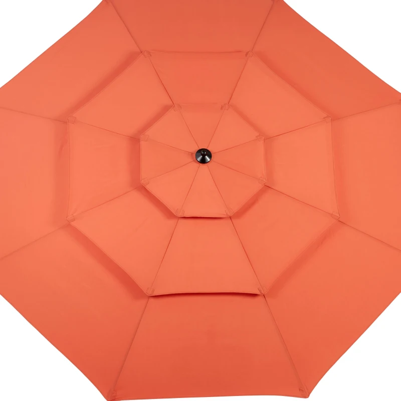 10 ft 3-Tier Auto-Tilt Patio Umbrella with Crank System, Outdoor Market Table Pool Deck Umbrella, 116" L x 116" W x 98.5" H, Orange