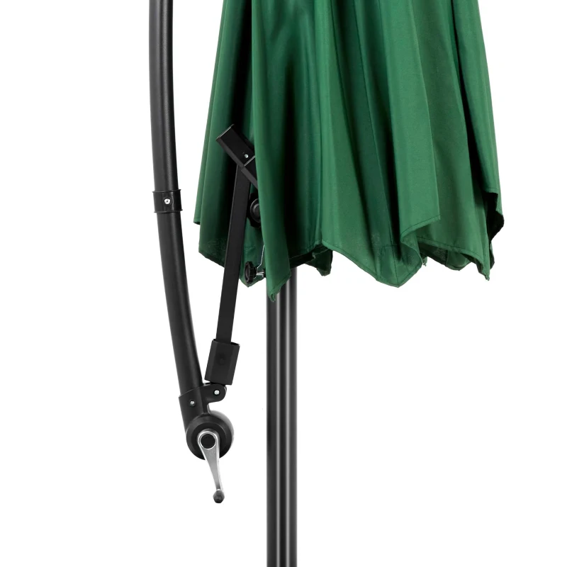 10ft Offset Hanging Market Patio Umbrella with Easy Tilt Adjustment, Polyester Shade, 8 Steel Ribs, 116" L x 116" W x 98.5" H, Dark Green