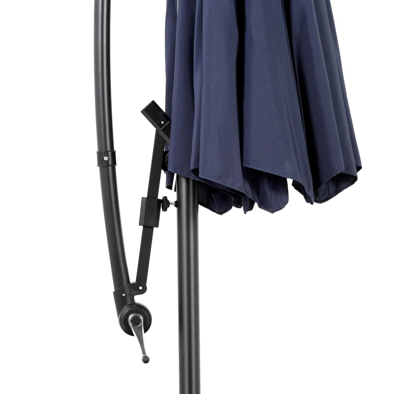 10ft Offset Hanging Market Patio Umbrella with Easy Tilt Adjustment, Polyester Shade, 8 Steel Ribs, 116" L x 116" W x 98.5" H, Navy Blue