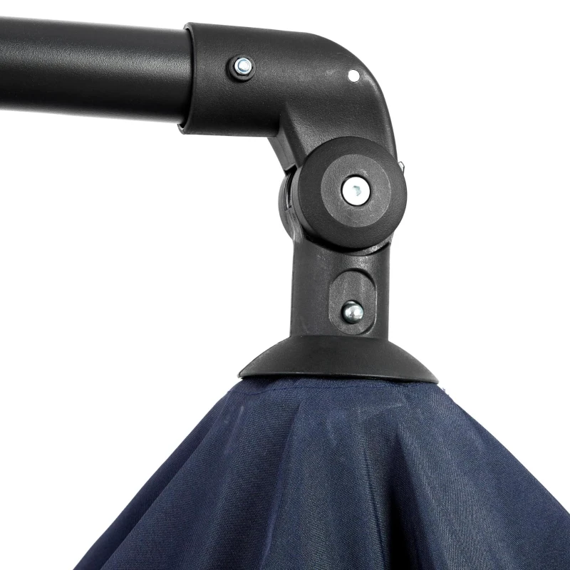 10ft Offset Hanging Market Patio Umbrella with Easy Tilt Adjustment, Polyester Shade, 8 Steel Ribs, 116" L x 116" W x 98.5" H, Navy Blue