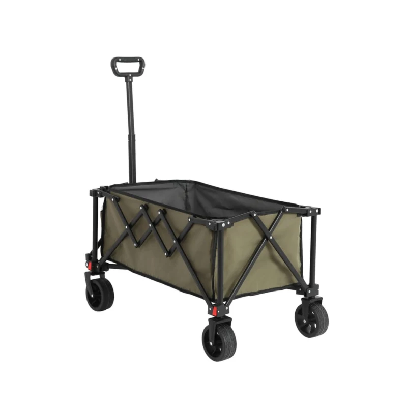 Folding Wagon Cart with All Terrain Wheels, Adjustable Handle, Quick Setup and Folding Garden Cart, 30.5" L x 19" W x 18" H, Army Green