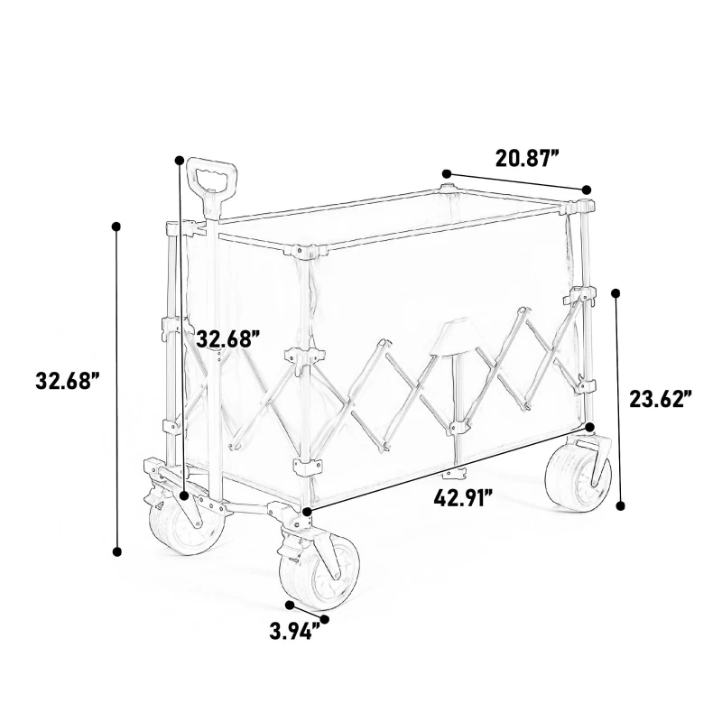 Collapsible Beach Wagon with All-Terrain Wheels, Quick Setup and Folding Utility Cart with Drink Holders, 43" L x 21" W x 32.5" H, Army Green