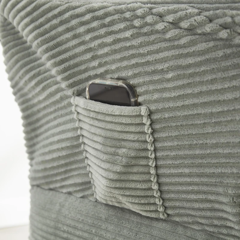 Modern Lounge Accent Chair with Armrests, Side Pocket, Steel Frame, Ergonomic Lazy Chair with Ottoman, 31.5" L x 25" W x 37.5" H, Light Green