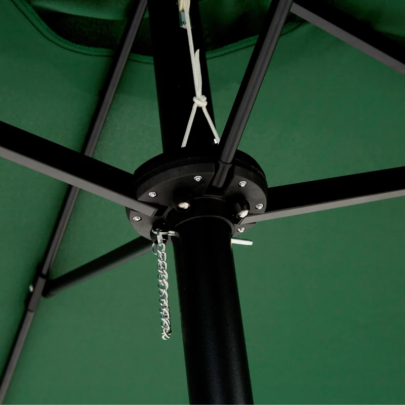 14.8ft Double-Sided Outdoor Patio Umbrella with Crank System, Steel Frame, Large Rectangular, 178.5" L x 105" W x 100.5" H, Dark Green