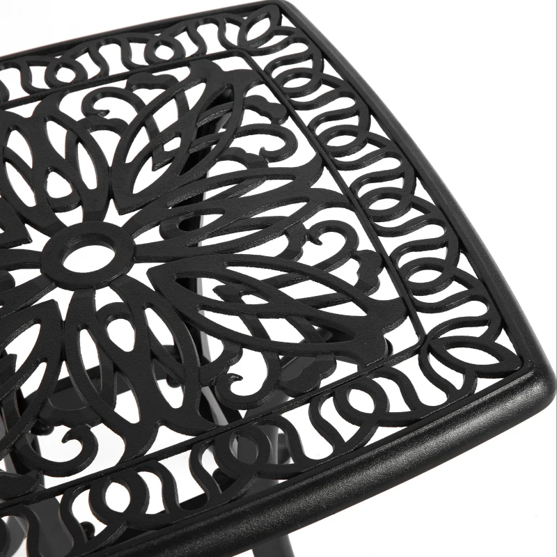 3-Piece Rustproof Cast Aluminum Bistro Set with 2 Chairs and 1 Round Table, Foot Caps, Weather Resistant Outdoor Patio Furniture, Black